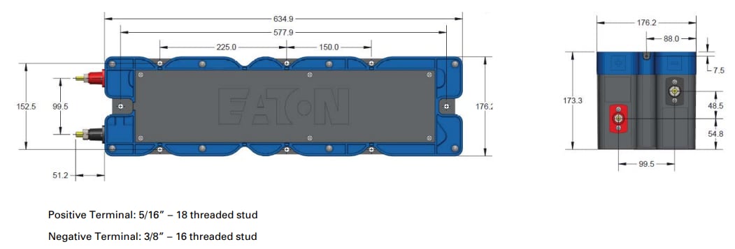 Mechanical Drawing - Eaton Electronics XLM62 SuperCapacitor Module